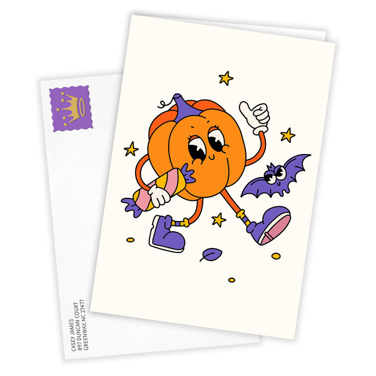 Hallmark Retro Groovy Pumpkin Custom Halloween Card