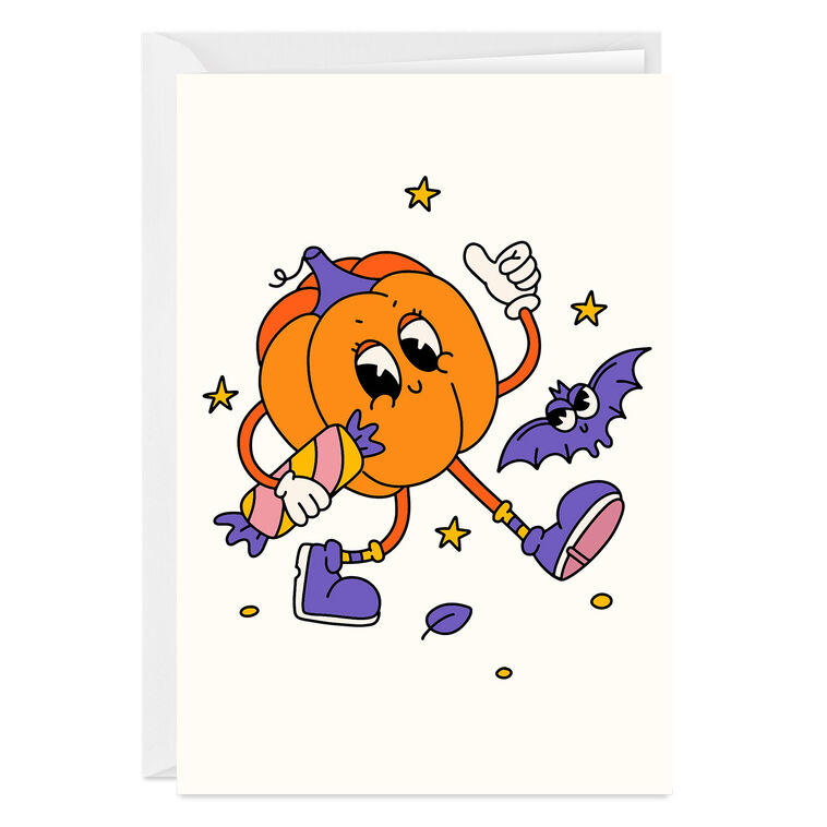 hallmark Retro Groovy Pumpkin Custom Halloween Card