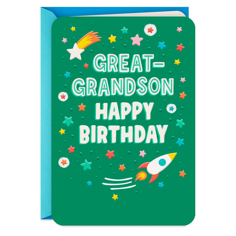hallmark Rocket and Stars Birthday Card for Great-Grandson