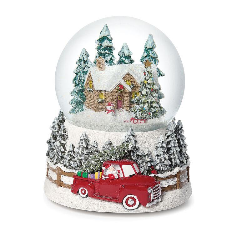 hallmark Roman Holiday Home Musical Snow Globe With Santa in Red Truck