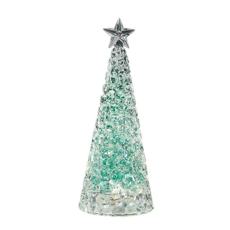 hallmark Roman Lighted Swirling Glitter Tree Figurine 11.5"