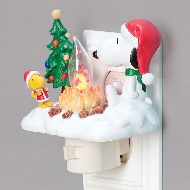 Hallmark Roman Peanuts Snoopy And Woodstock Christmas Campfire Night-Light