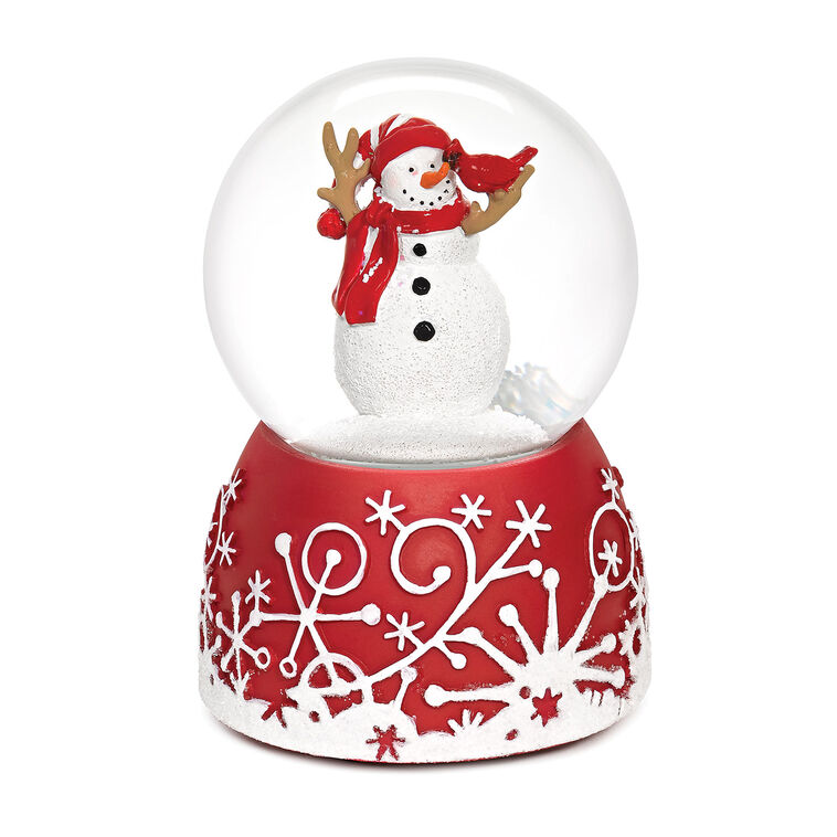 hallmark Roman Snowman With Cardinal Musical Snow Globe