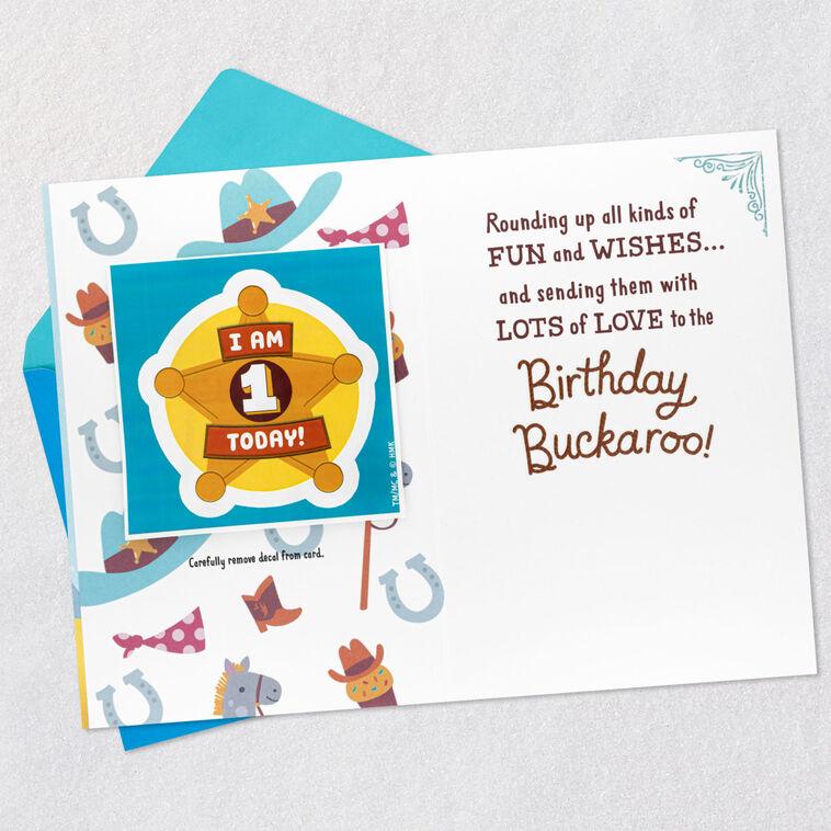 Hallmark Round Up Some Fun First Birthday Card For Grandson With Decal
