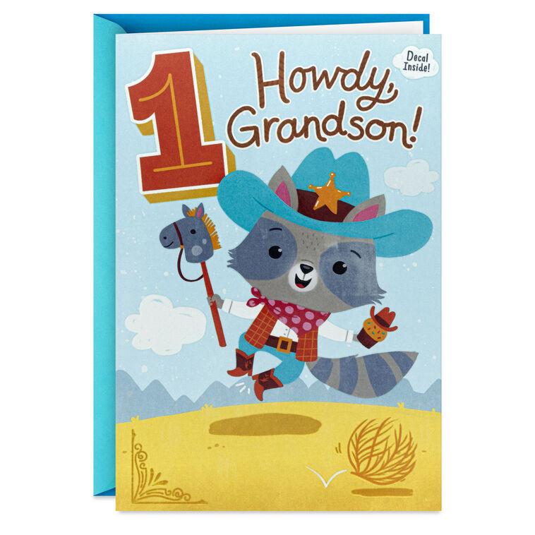 hallmark Round Up Some Fun First Birthday Card for Grandson With Decal