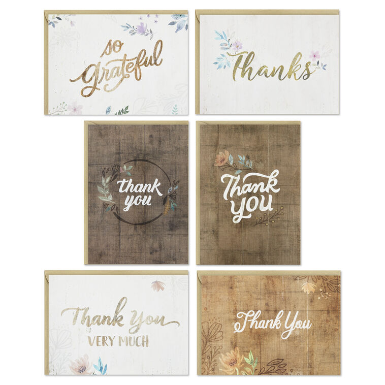 Hallmark Rustic Chic Assorted Blank Thank-You Notes Pack Of 48