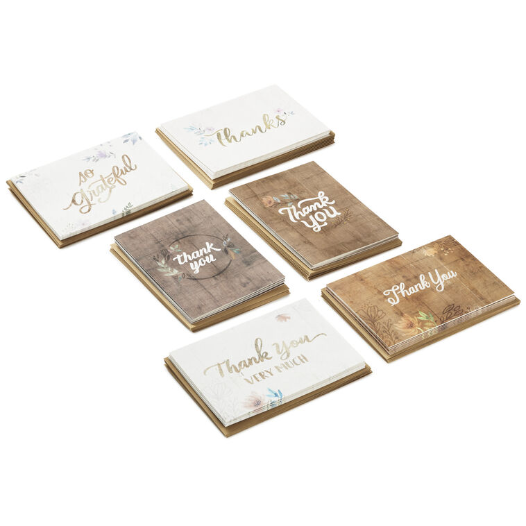 hallmark Rustic Chic Assorted Blank Thank-You Notes Pack of 48