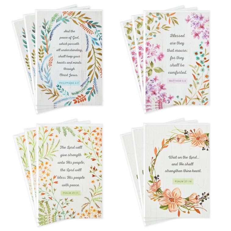 hallmark Rustic Floral Assorted Religious Sympathy Cards Pack of 12