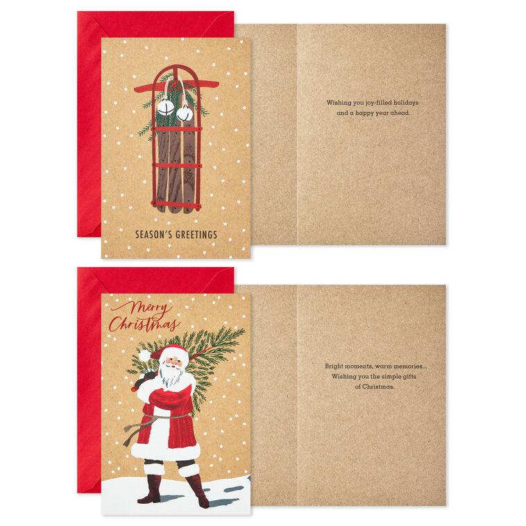 Hallmark Rustic Kraft Boxed Christmas Cards Assortment Pack Of 36