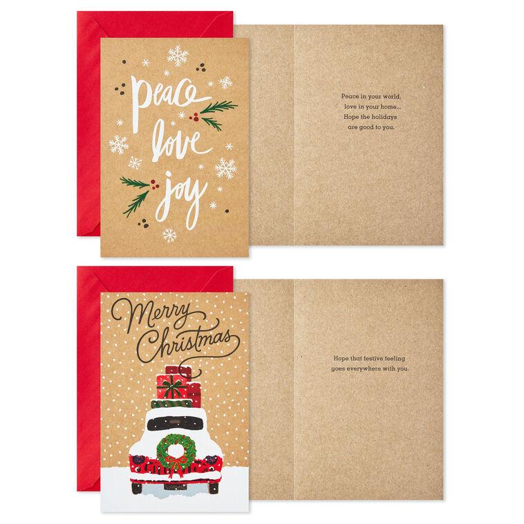 Hallmark Rustic Kraft Boxed Christmas Cards Assortment Pack Of 36
