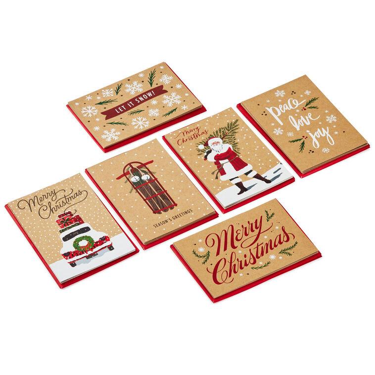 hallmark Rustic Kraft Boxed Christmas Cards Assortment Pack of 36
