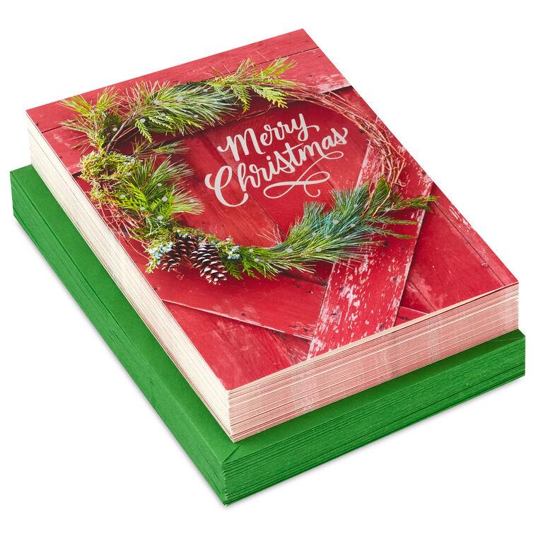 hallmark Rustic Red Barn Door Boxed Christmas Cards Pack of 40