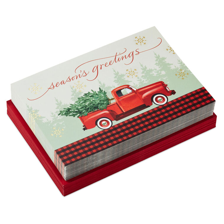 hallmark Rustic Red Truck Boxed Christmas Cards Pack of 40
