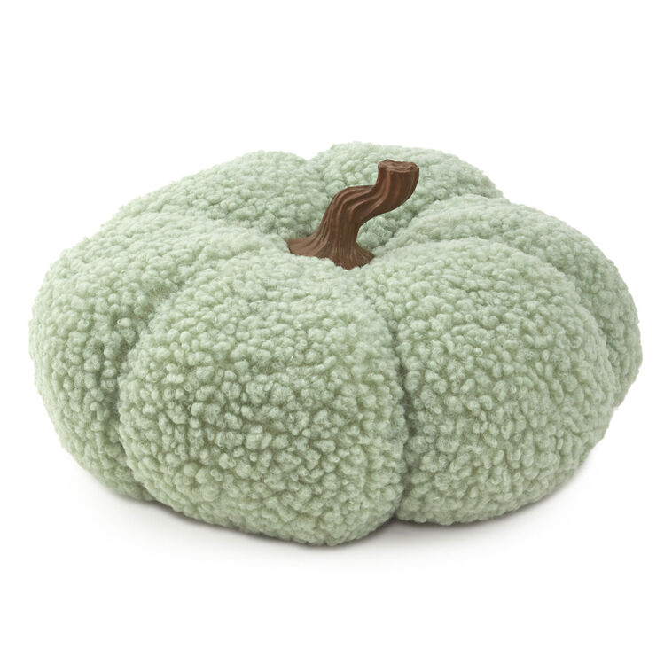 Hallmark Sage Green Plush Fabric Pumpkin Fall Decoration
