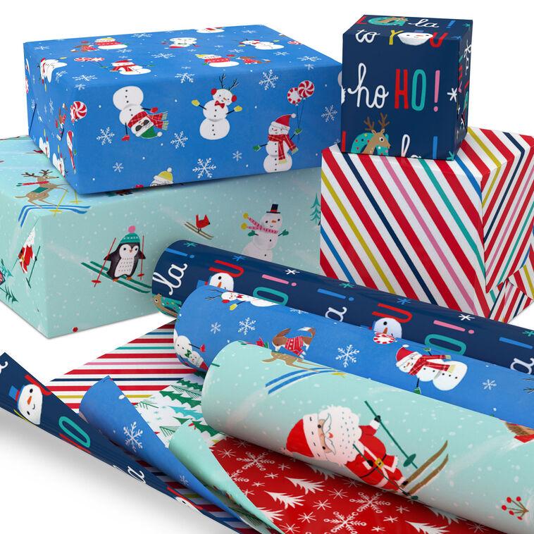 Hallmark Santa And Friends 3-Pack Reversible Christmas Wrapping Paper 120 Sq. Ft