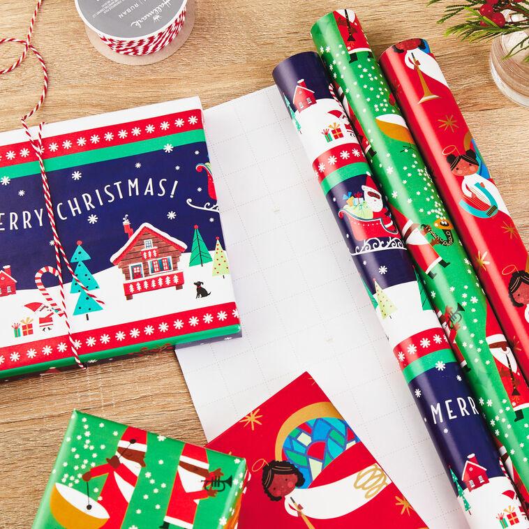 Hallmark Santa Fun 3-Pack Christmas Wrapping Paper Assortment 120 Sq. Ft