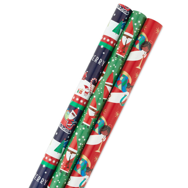 hallmark Santa Fun 3-Pack Christmas Wrapping Paper Assortment 120 sq. ft
