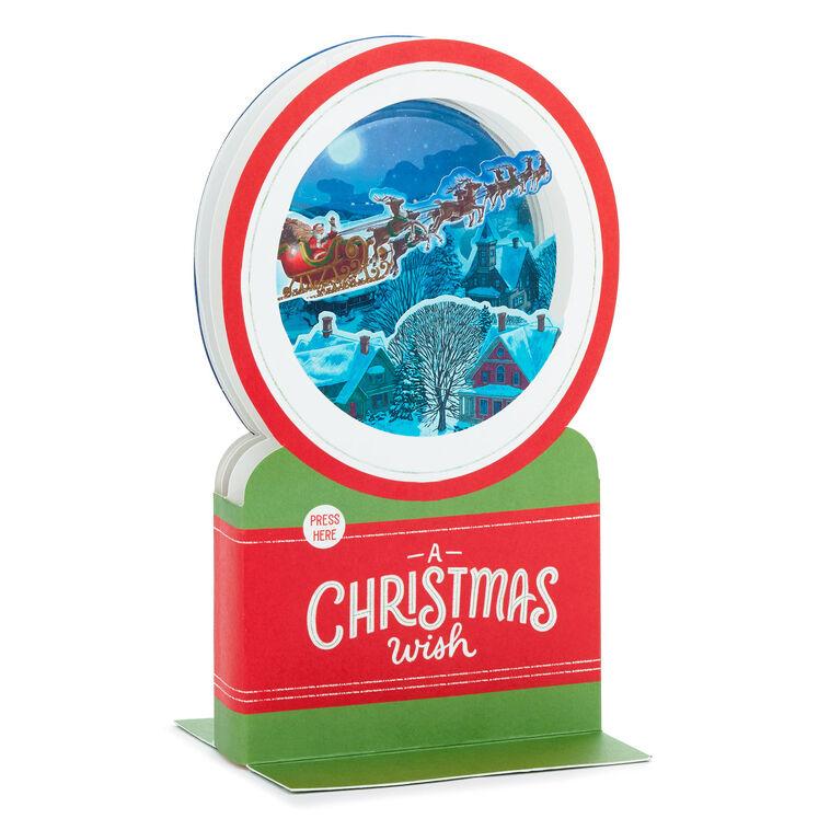 Hallmark Santa's Sleigh Snow Globe Musical 3D Pop-Up Christmas Card With Motion