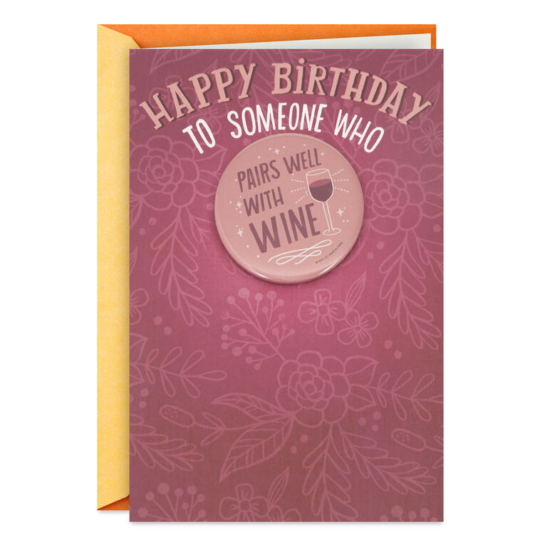 hallmark Sassy Kick-Assy Fun-in-Your-Glassy Birthday Card With Detachable Button