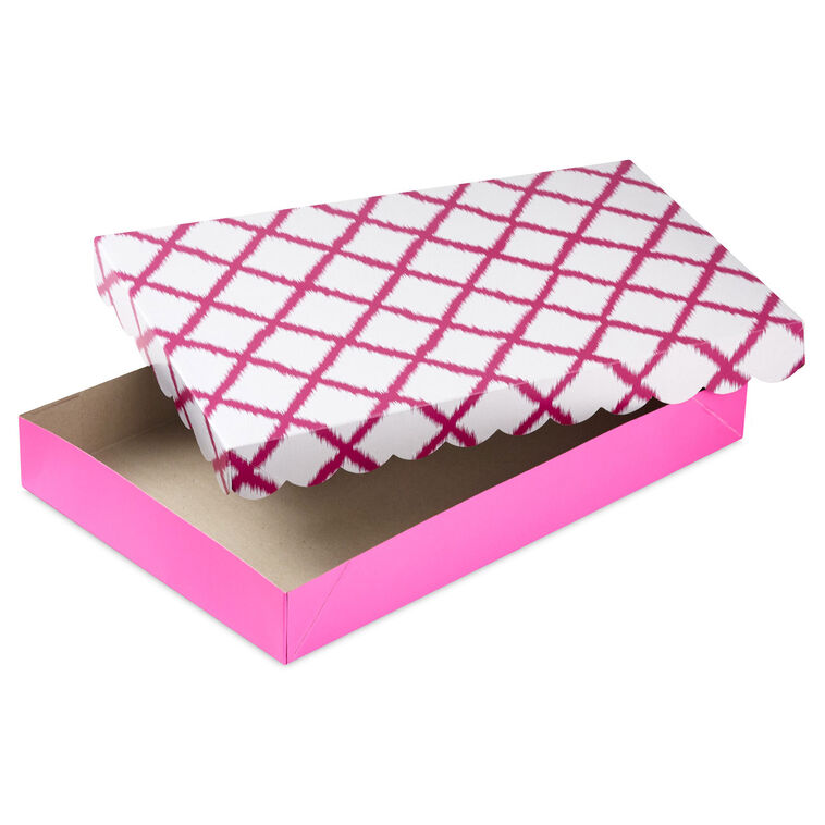 Hallmark Scalloped Designs On Pink 3-Pack Assorted Medium Gift Box Bundle