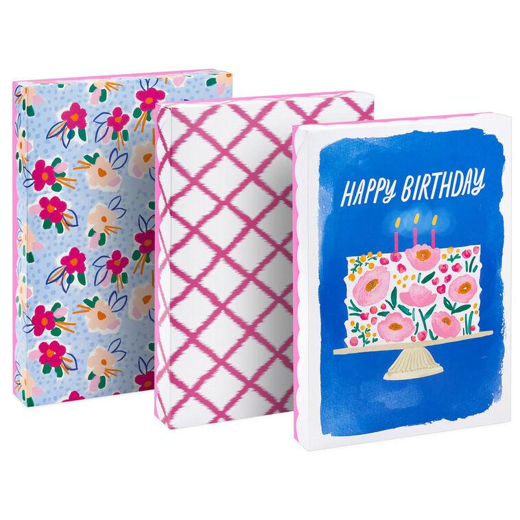 hallmark Scalloped Designs on Pink 3-Pack Assorted Medium Gift Box Bundle