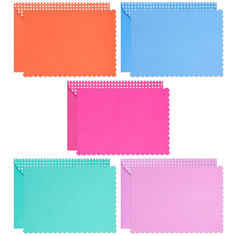 Hallmark Scalloped Edge Assorted Blank Flat Note Cards In Caddy Pack Of 40