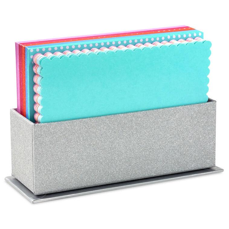hallmark Scalloped Edge Assorted Blank Flat Note Cards in Caddy Pack of 40