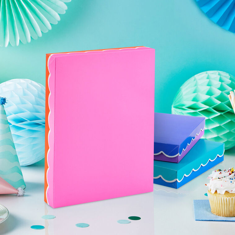 Hallmark Scalloped Solids 3-Pack Assorted Small Gift Box Bundle