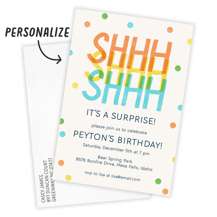 Hallmark Shhh Surprise Party Flat Birthday Invitation