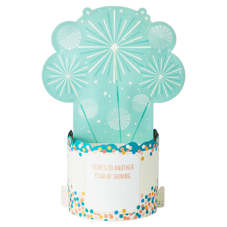 Hallmark Shine On Cake With Sparklers Musical 3D Pop-Up Birthday Card With Motion