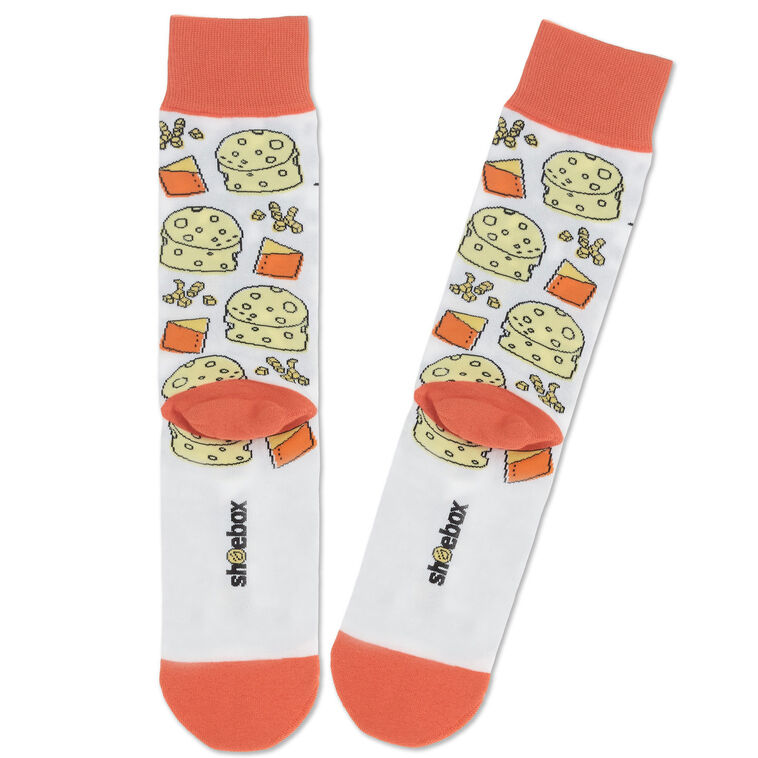 Hallmark Shoebox Devoted To Cheese Funny Crew Socks