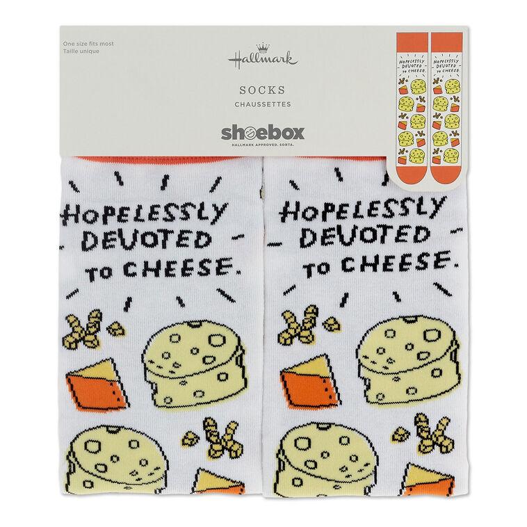 Hallmark Shoebox Devoted To Cheese Funny Crew Socks