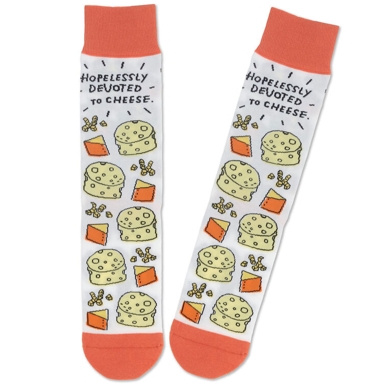 hallmark Shoebox Devoted to Cheese Funny Crew Socks