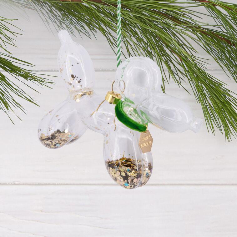 Hallmark Signature Green And Gold Balloon Dog Glass Hallmark Ornament