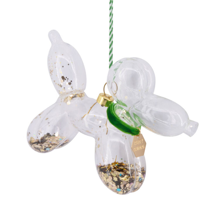 hallmark Signature Green and Gold Balloon Dog Glass Hallmark Ornament