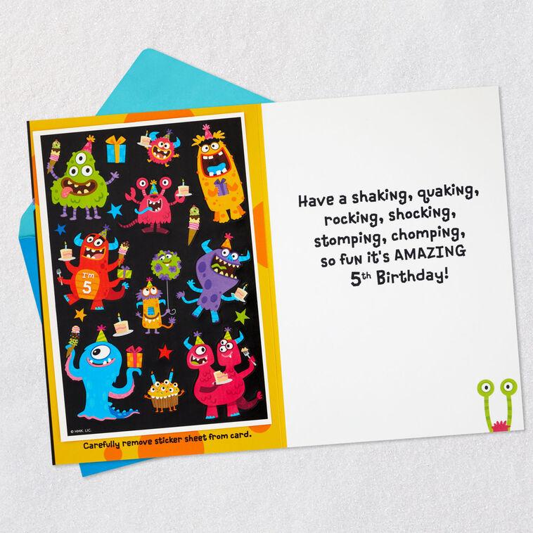 Hallmark Silly Monsters 5th Birthday Card With Stickers