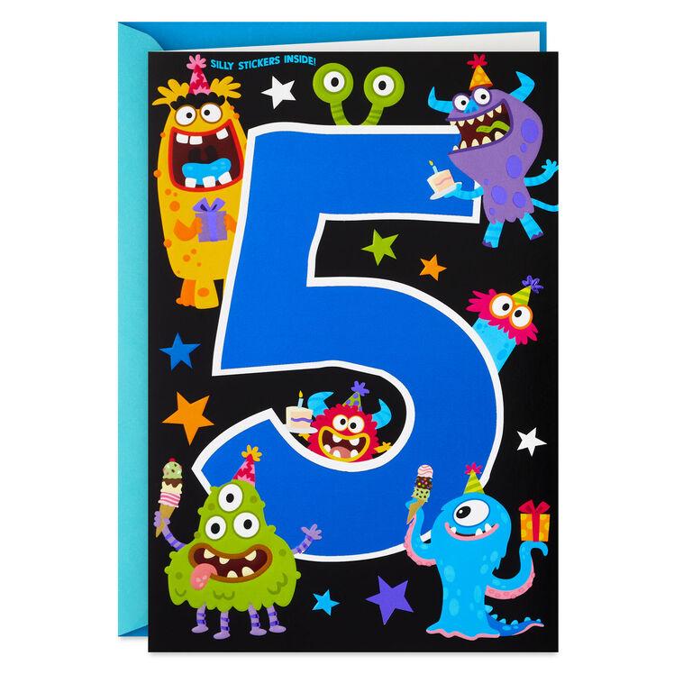 hallmark Silly Monsters 5th Birthday Card With Stickers