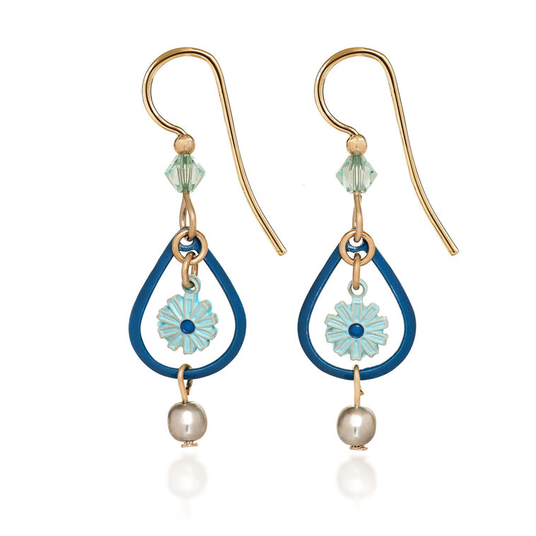 hallmark Silver Forest Blue Flower Teardrop Earrings