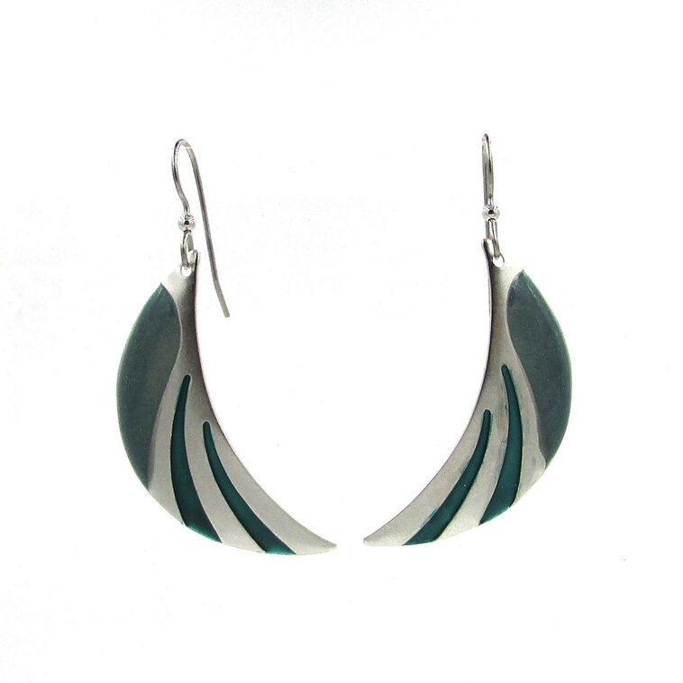 hallmark Silver Forest Crescent Moon Silver and Teal Drop Earrings