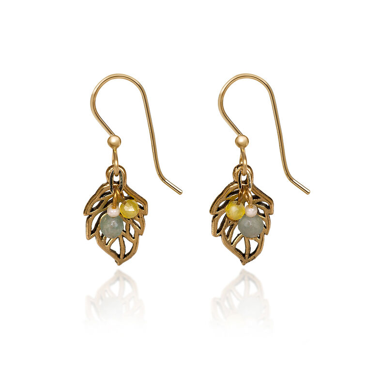 hallmark Silver Forest Gold-Tone Open Leaf Beaded Metal Drop Earrings