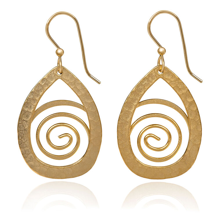 hallmark Silver Forest Gold-Tone Teardrop Hammered Metal Drop Earrings With Coil