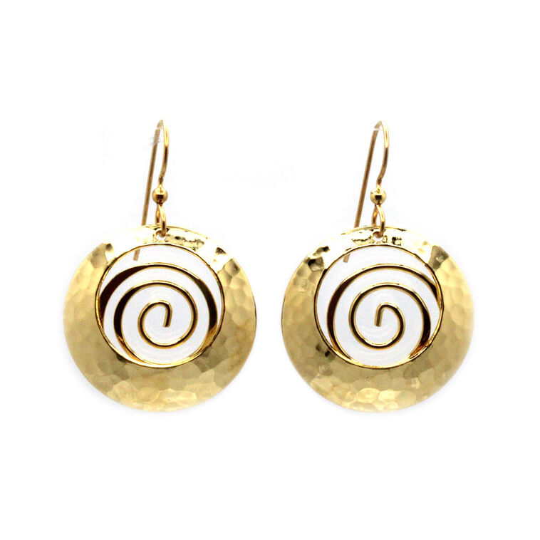 hallmark Silver Forest Hammered Gold Metal Drop Earrings With Coil