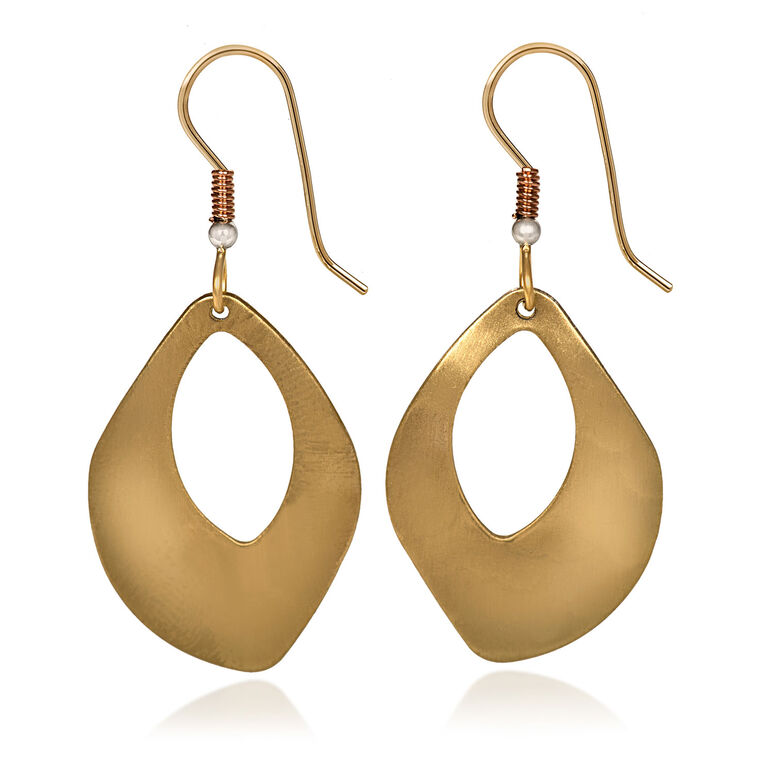 hallmark Silver Forest Hammered Gold Metal Open Oval Drop Earrings