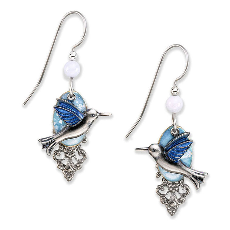 hallmark Silver Forest Hummingbird Silver Metal Filigree Drop Earrings