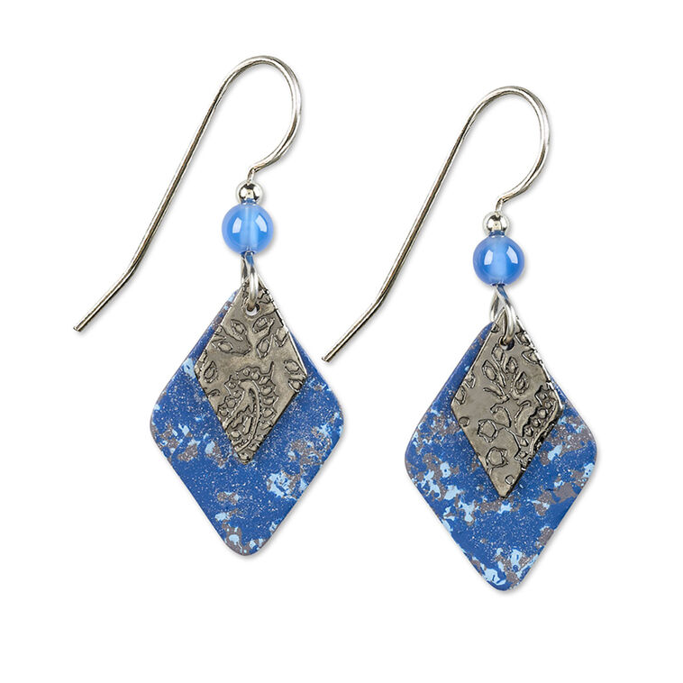 hallmark Silver Forest Layered Diamond Duet Silver Metal Drop Earrings