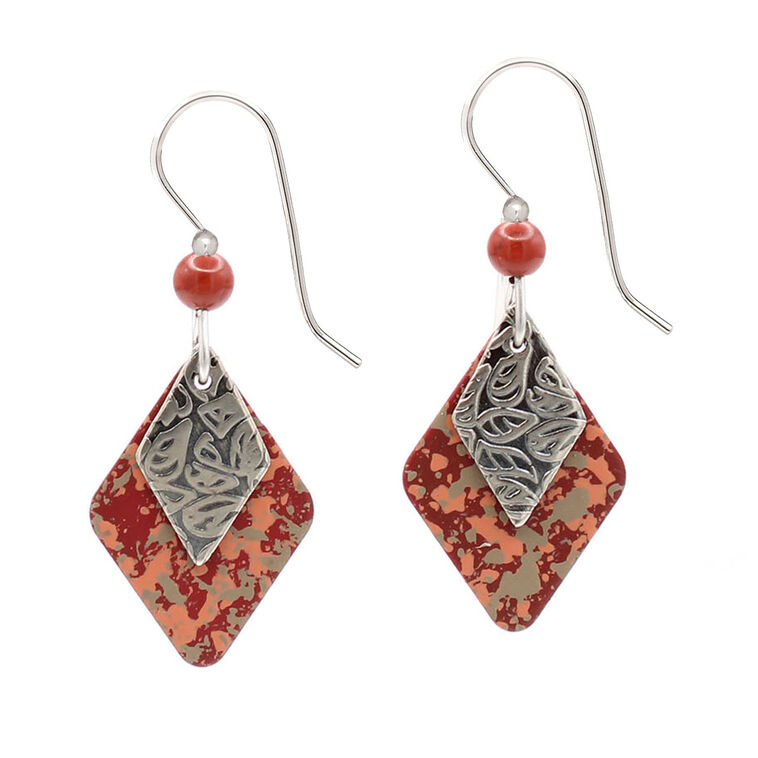 hallmark Silver Forest Layered Diamond Modern Metal Drop Earrings