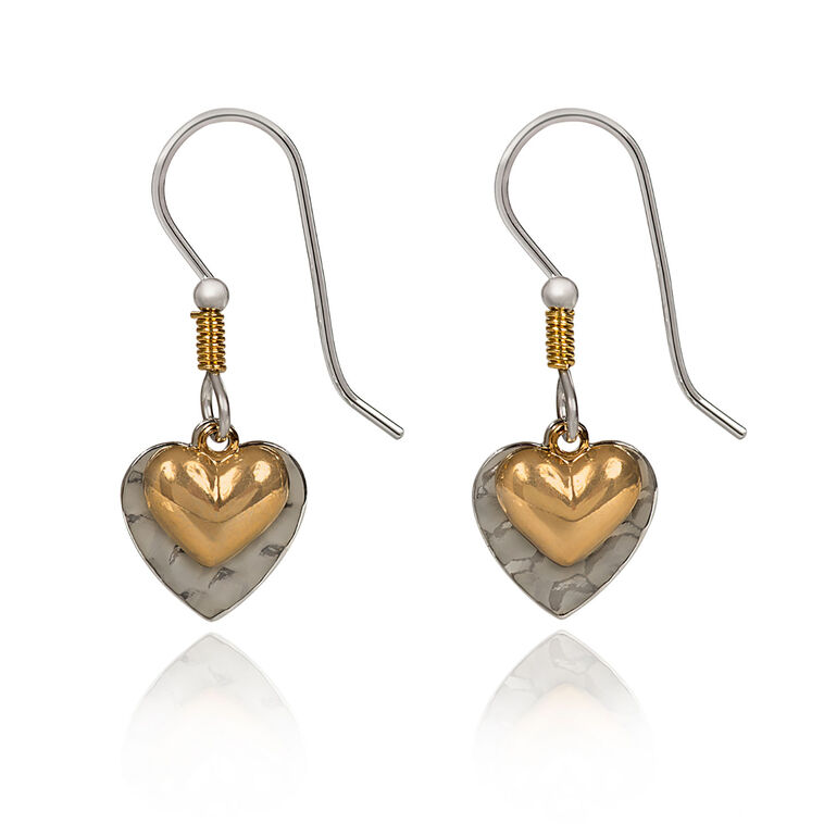 hallmark Silver Forest Layered Hearts Mixed Metal Drop Earrings