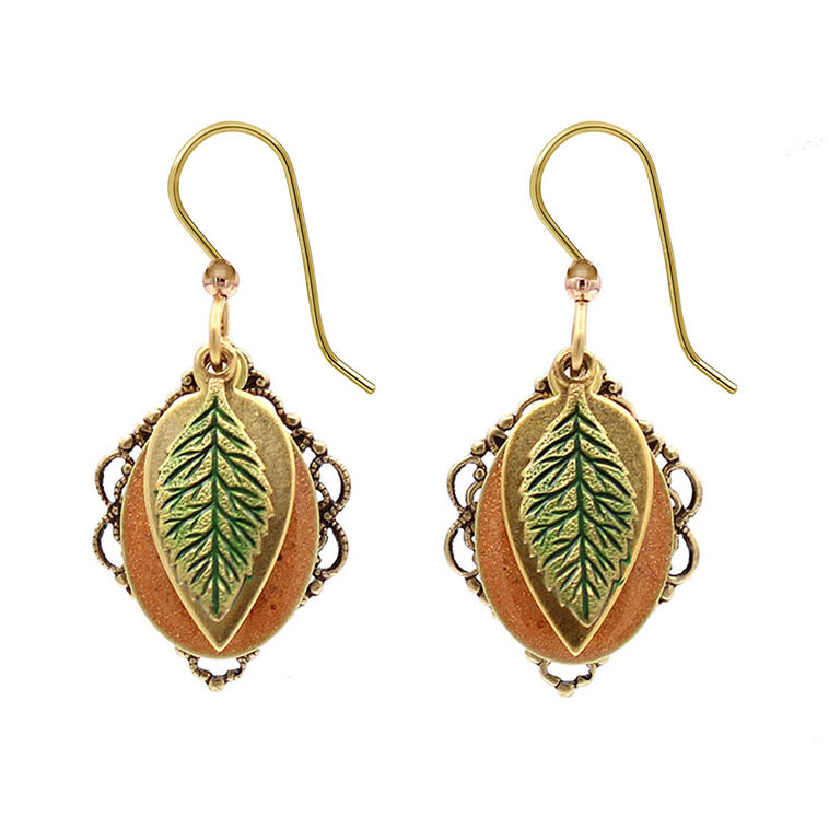 hallmark Silver Forest Layered Leaf Gold Metal Drop Earrings