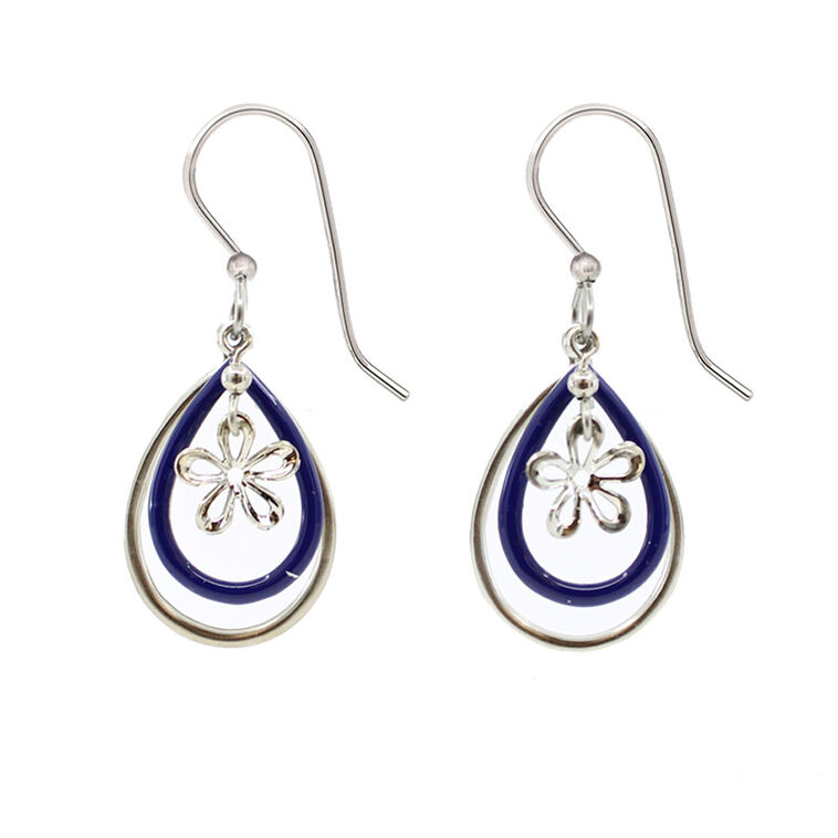 hallmark Silver Forest Layered Teardrops and Flower Silver Metal Drop Earrings