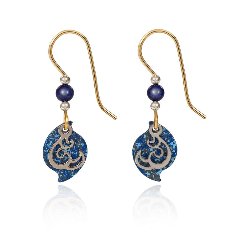 hallmark Silver Forest Modern Blue and Silver Metal Filigree Drop Earrings
